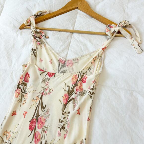 Reformation Christianna Midi Dress Floral Print Cream Pink Sleeveless Tie Small - Picture 10 of 11